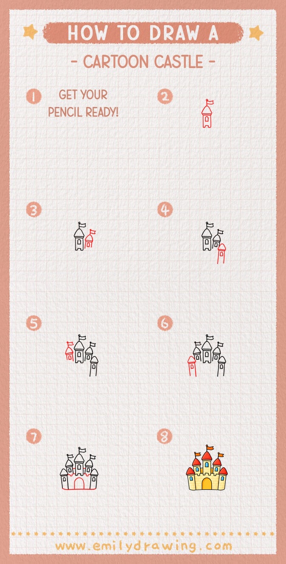 how to draw a cartoon castle pinterest pin